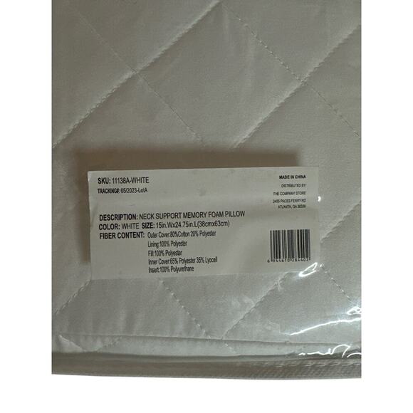 The Company Store Soft Neck Support Memory Foam Pillow Size 15"x24.75" W… - Picture 7 of 8